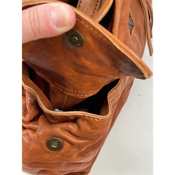 NEW NWT Roxbury Caramel Brown Distressed Leather Satchel Handbag Beads Handle - Picture 13 of 16